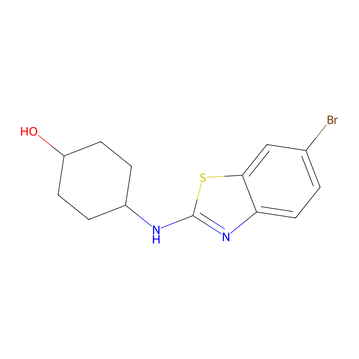 4-[(6-Bromo-1,3-benzothiazol-2-yl)amino]cyclohexan-1-ol molecular structure, CAS 3054631-06-7