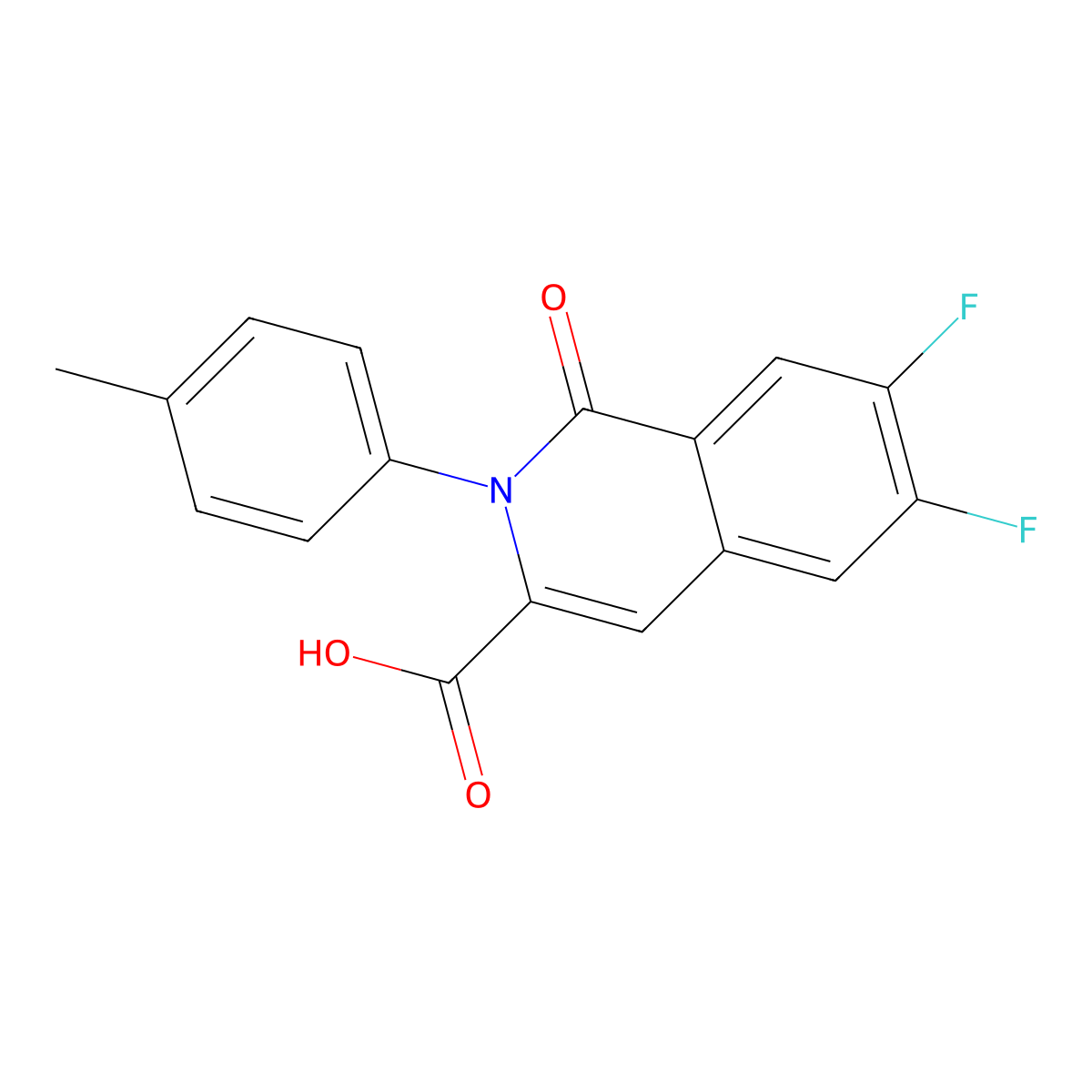 6,7-Difluoro-2-(4-methylphenyl)-1-oxo-1,2-dihydroisoquinoline-3-carboxylic acid molecular structure, CAS 3054631-09-0