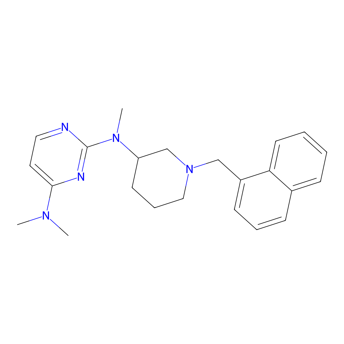 N2,N4,N4-trimethyl-N2-{1-[(naphthalen-1-yl)methyl]piperidin-3-yl}pyrimidine-2,4-diamine molecular structure, CAS 3054631-17-0