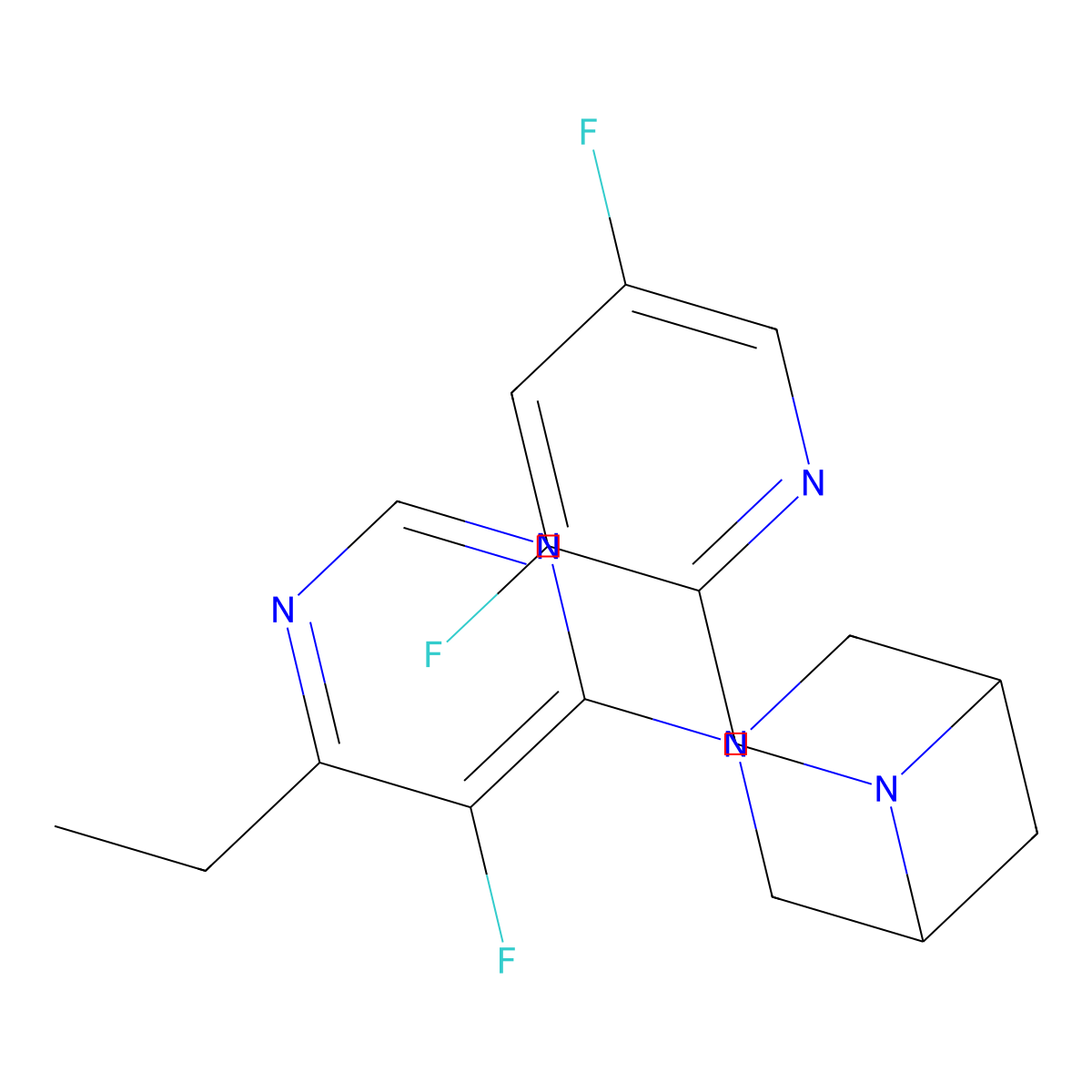 6-[(3,5-Difluoropyridin-2-yl)methyl]-3-(6-ethyl-5-fluoropyrimidin-4-yl)-3,6-diazabicyclo[3.1.1]heptane molecular structure, CAS 3054631-22-7