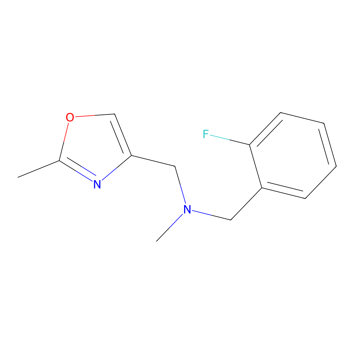 [(2-Fluorophenyl)methyl](methyl)[(2-methyl-1,3-oxazol-4-yl)methyl]amine molecular structure, CAS 3054631-28-3