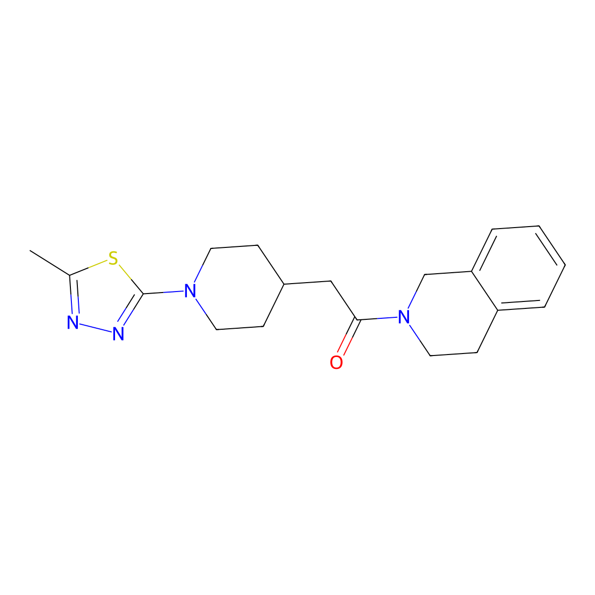 2-[1-(5-Methyl-1,3,4-thiadiazol-2-yl)piperidin-4-yl]-1-(1,2,3,4-tetrahydroisoquinolin-2-yl)ethan-1-one molecular structure, CAS 3054631-30-7