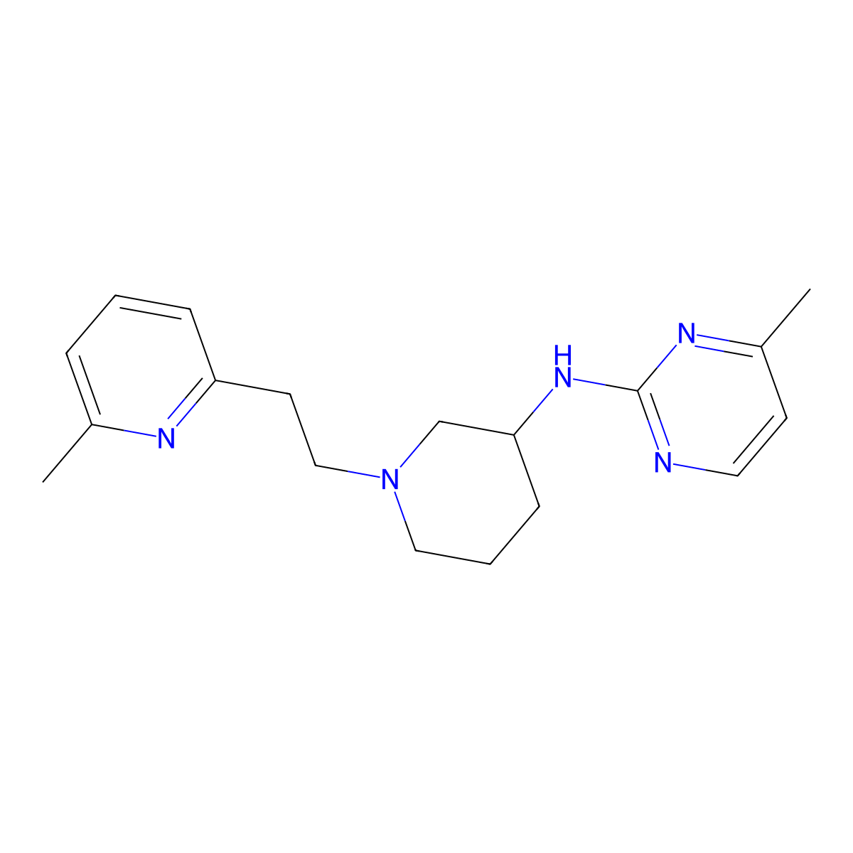 4-methyl-N-{1-[2-(6-methylpyridin-2-yl)ethyl]piperidin-3-yl}pyrimidin-2-amine molecular structure, CAS 3054631-32-9