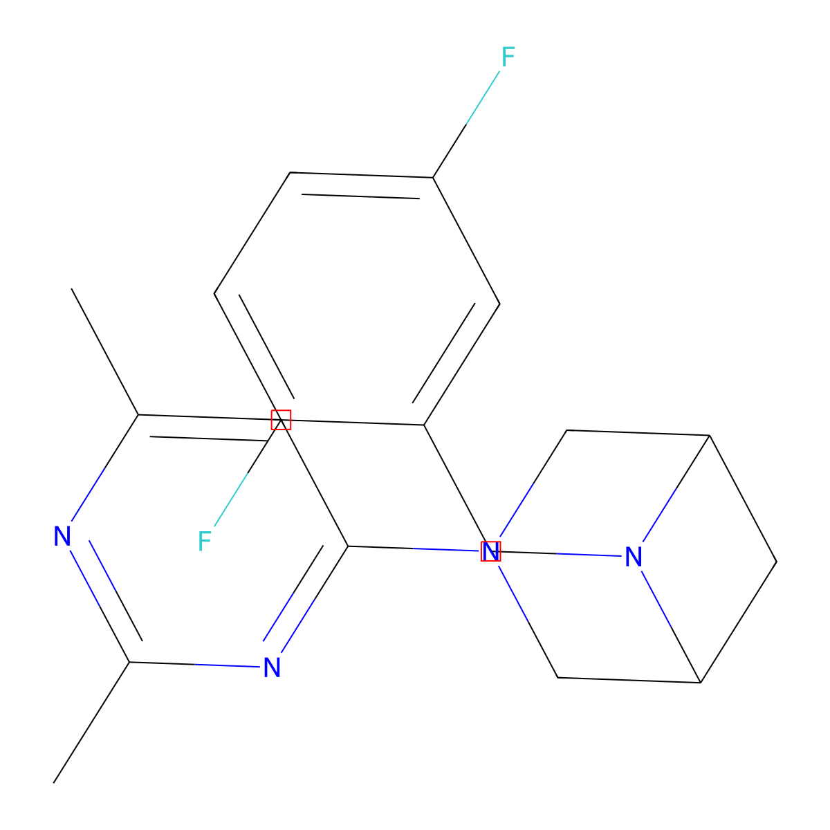 6-[(2,5-Difluorophenyl)methyl]-3-(2,6-dimethylpyrimidin-4-yl)-3,6-diazabicyclo[3.1.1]heptane molecular structure, CAS 3054631-36-3