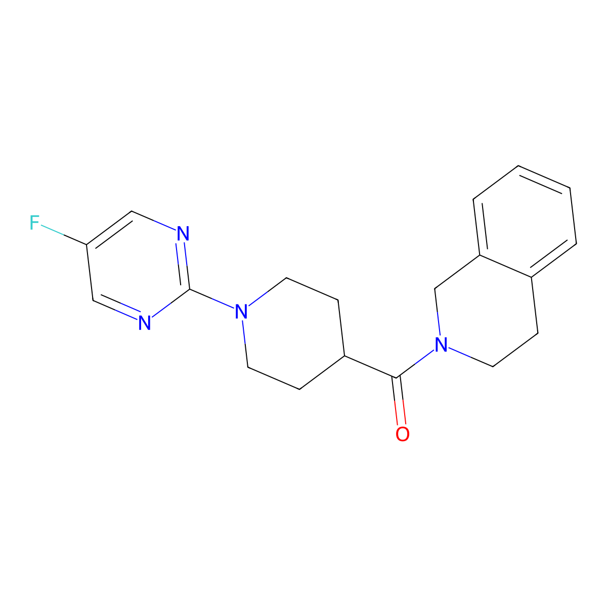 2-[1-(5-Fluoropyrimidin-2-yl)piperidine-4-carbonyl]-1,2,3,4-tetrahydroisoquinoline molecular structure, CAS 3054631-41-0