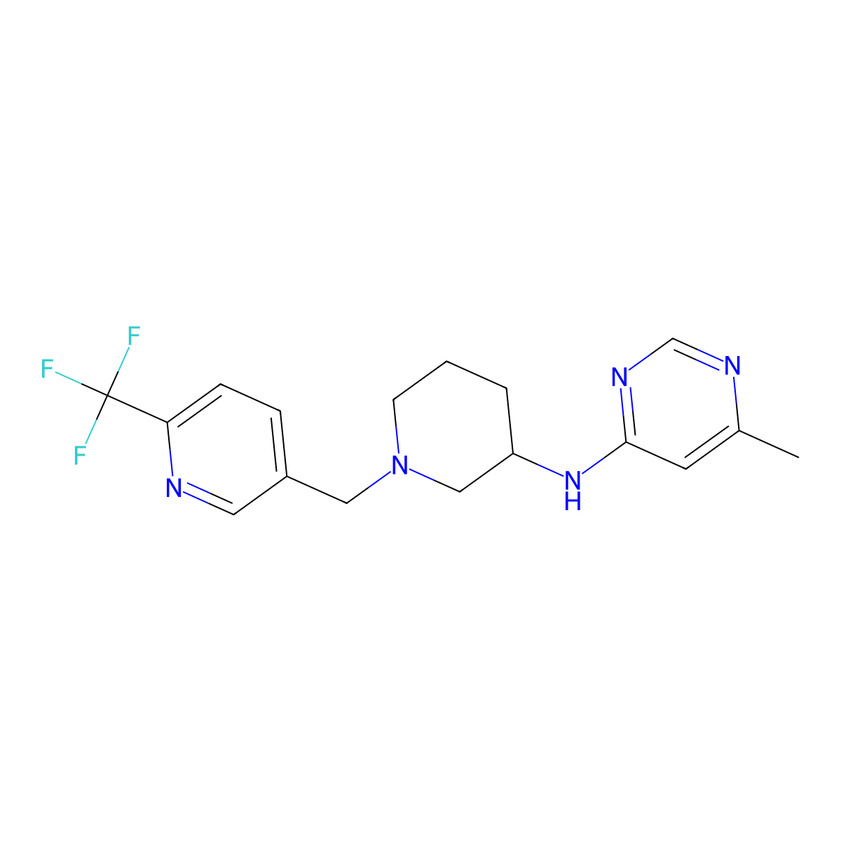 6-methyl-N-(1-{[6-(trifluoromethyl)pyridin-3-yl]methyl}piperidin-3-yl)pyrimidin-4-amine molecular structure, CAS 3054631-51-2