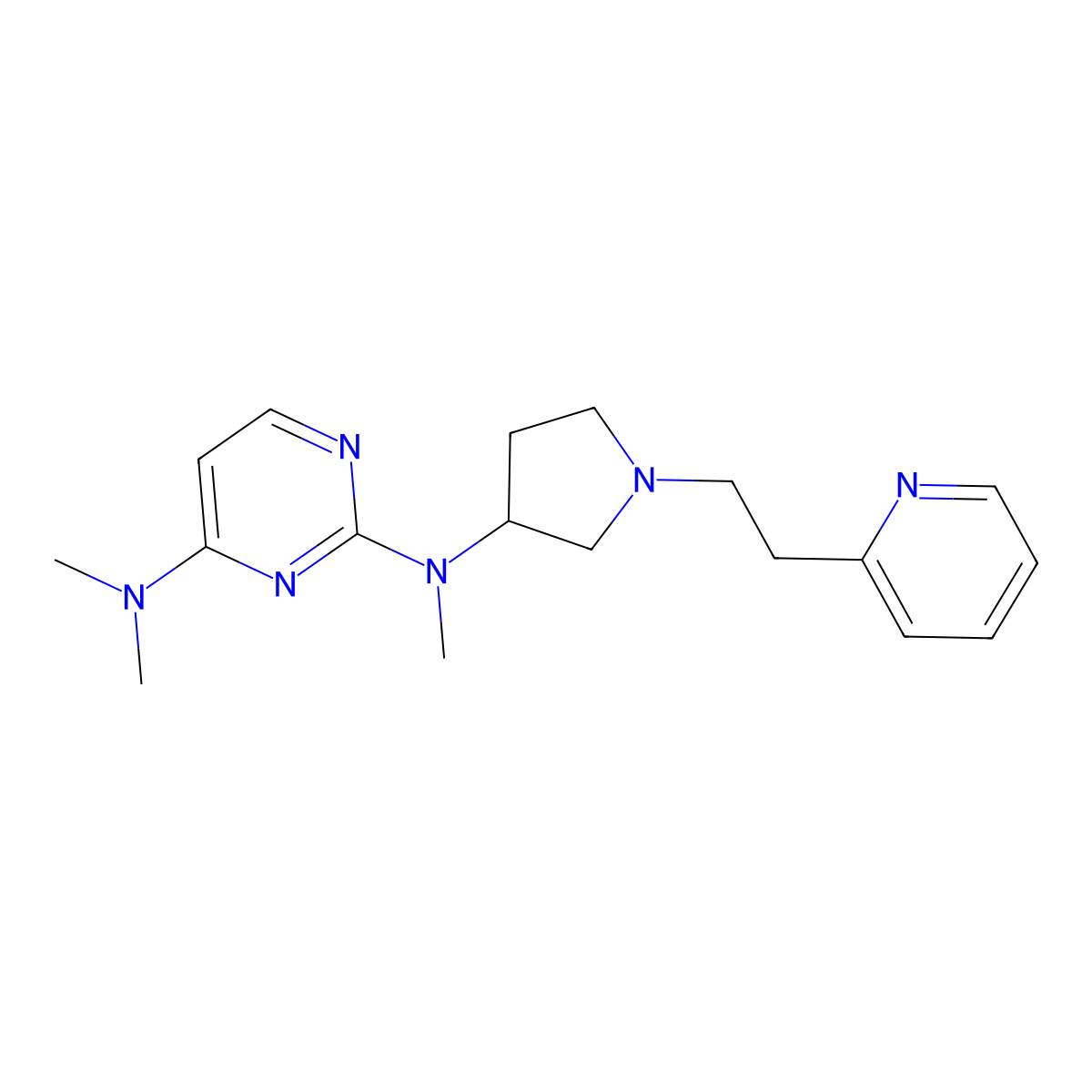 N2,N4,N4-trimethyl-N2-{1-[2-(pyridin-2-yl)ethyl]pyrrolidin-3-yl}pyrimidine-2,4-diamine molecular structure, CAS 3054631-55-6
