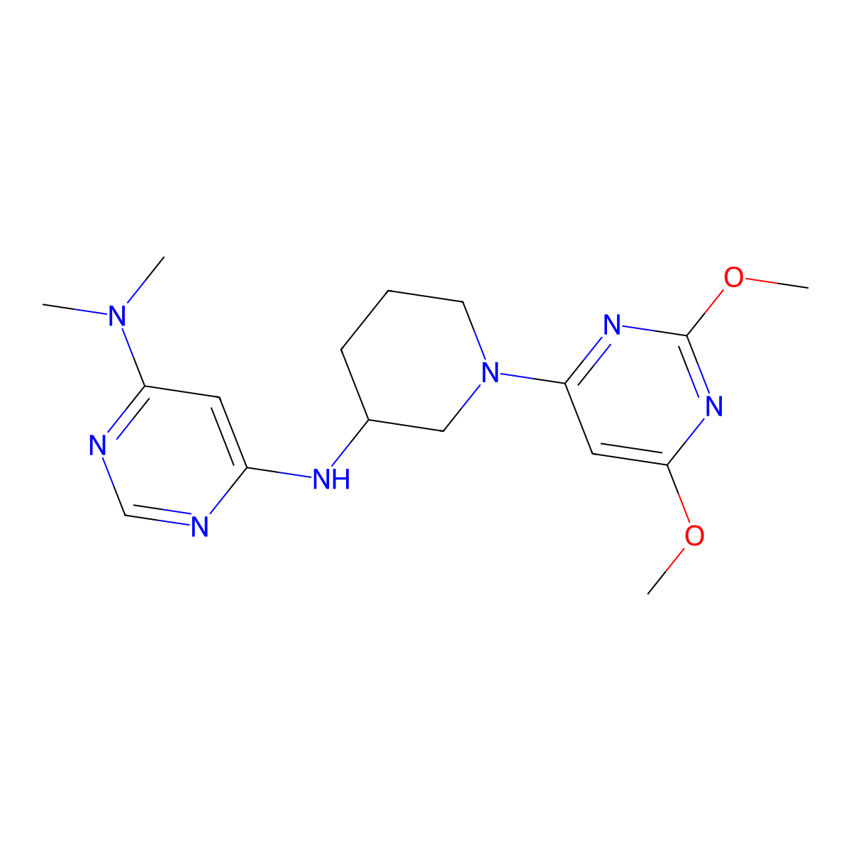 N6-[1-(2,6-dimethoxypyrimidin-4-yl)piperidin-3-yl]-N4,N4-dimethylpyrimidine-4,6-diamine molecular structure, CAS 3054631-63-6