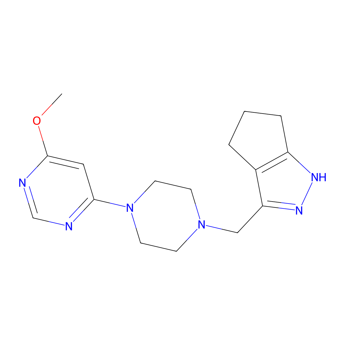 4-[4-({1H,4H,5H,6H-cyclopenta[c]pyrazol-3-yl}methyl)piperazin-1-yl]-6-methoxypyrimidine molecular structure, CAS 3054631-67-0