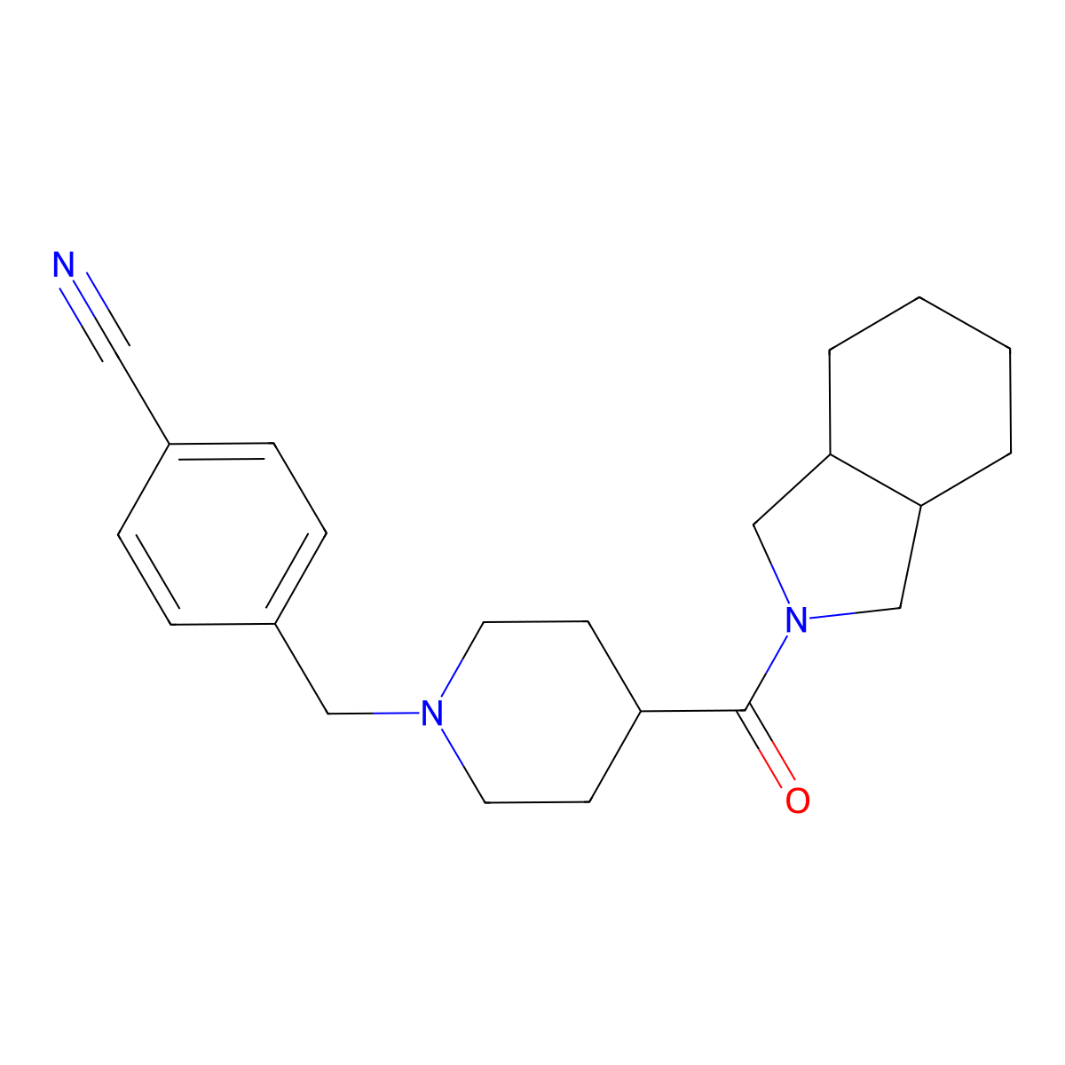 4-{[4-(octahydro-1H-isoindole-2-carbonyl)piperidin-1-yl]methyl}benzonitrile molecular structure, CAS 3054631-69-2