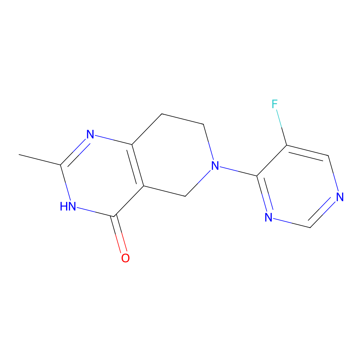 6-(5-fluoropyrimidin-4-yl)-2-methyl-3H,4H,5H,6H,7H,8H-pyrido[4,3-d]pyrimidin-4-one molecular structure, CAS 3054631-81-8