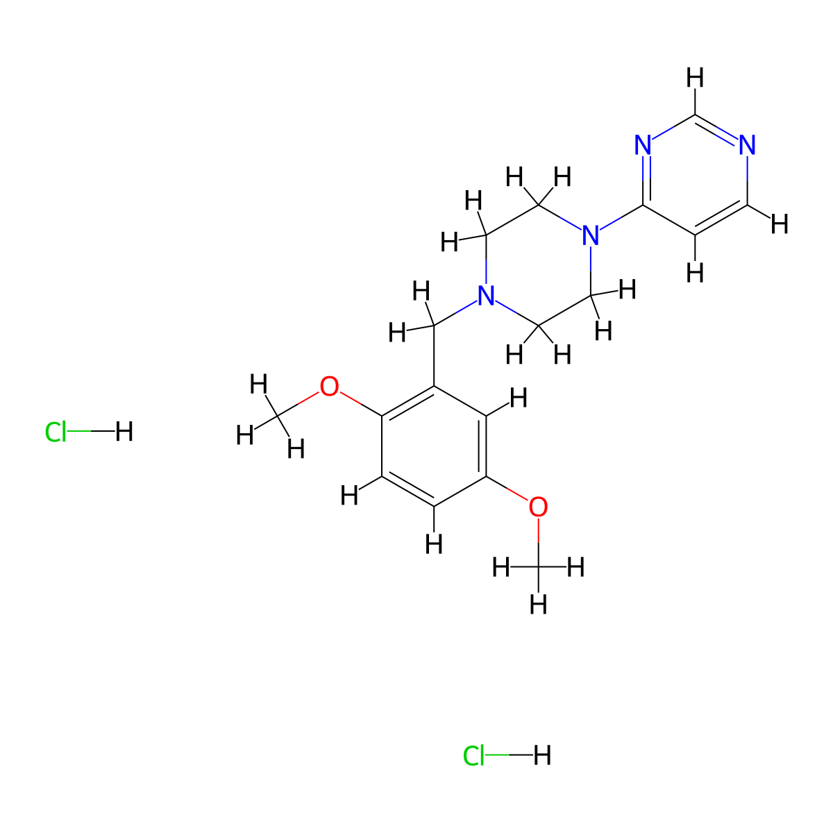4-{4-[(2,5-Dimethoxyphenyl)methyl]piperazin-1-yl}pyrimidine dihydrochloride molecular structure, CAS 3054631-85-2