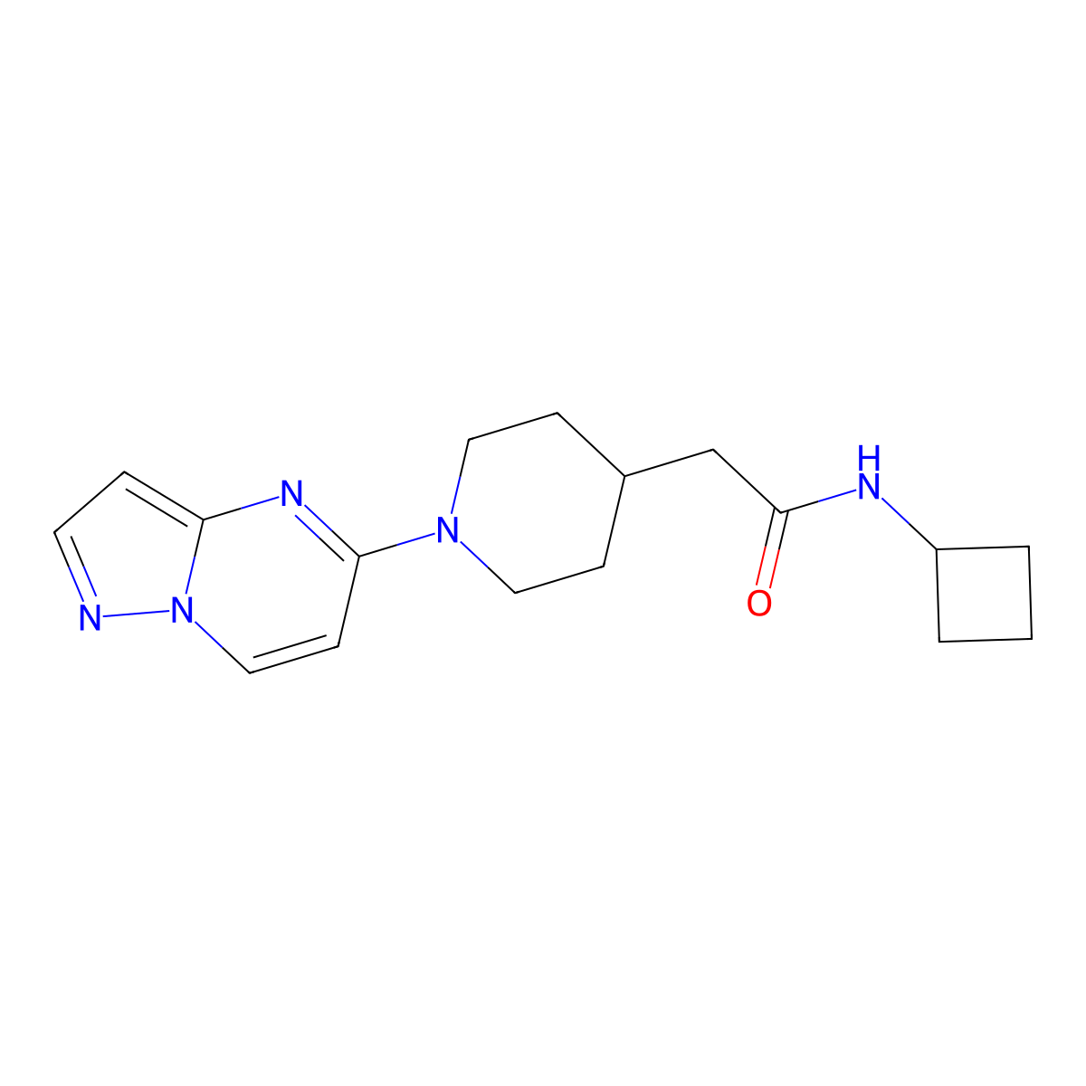 N-cyclobutyl-2-(1-{pyrazolo[1,5-a]pyrimidin-5-yl}piperidin-4-yl)acetamide molecular structure, CAS 3054631-88-5