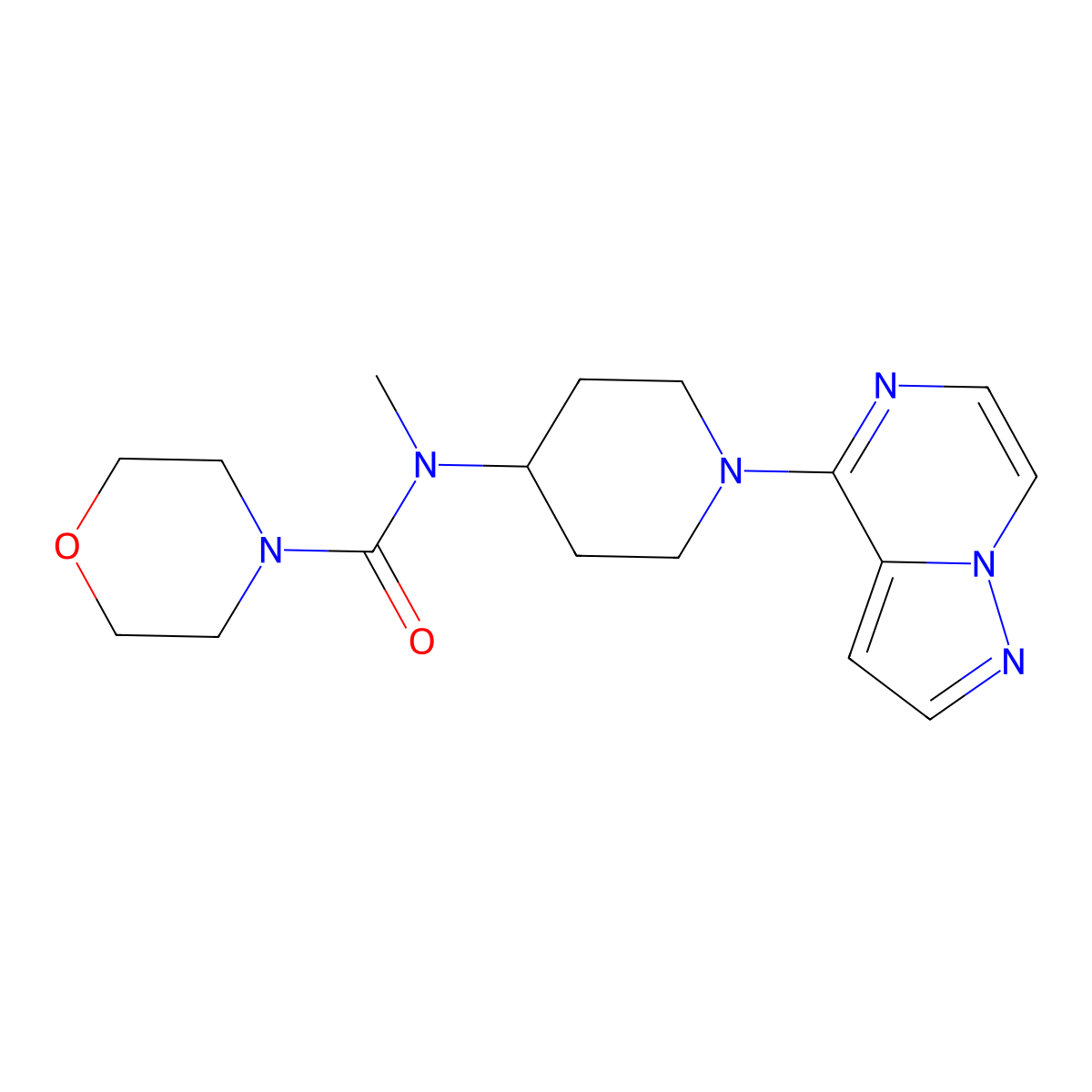 N-methyl-N-(1-{pyrazolo[1,5-a]pyrazin-4-yl}piperidin-4-yl)morpholine-4-carboxamide molecular structure, CAS 3054631-94-3