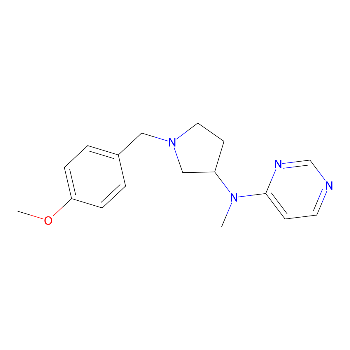 N-{1-[(4-methoxyphenyl)methyl]pyrrolidin-3-yl}-N-methylpyrimidin-4-amine molecular structure, CAS 3054631-96-5