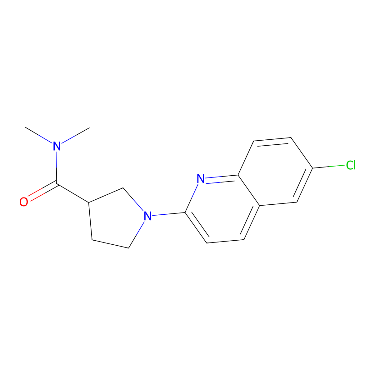 1-(6-chloroquinolin-2-yl)-N,N-dimethylpyrrolidine-3-carboxamide molecular structure, CAS 3054632-00-4