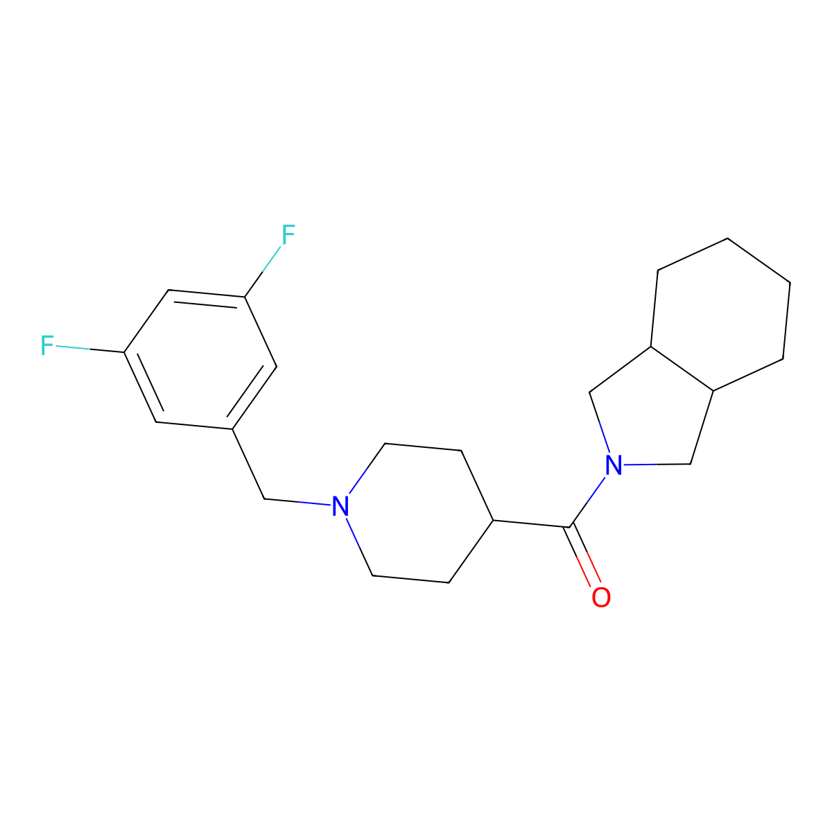 2-{1-[(3,5-difluorophenyl)methyl]piperidine-4-carbonyl}-octahydro-1H-isoindole molecular structure, CAS 3054632-04-8