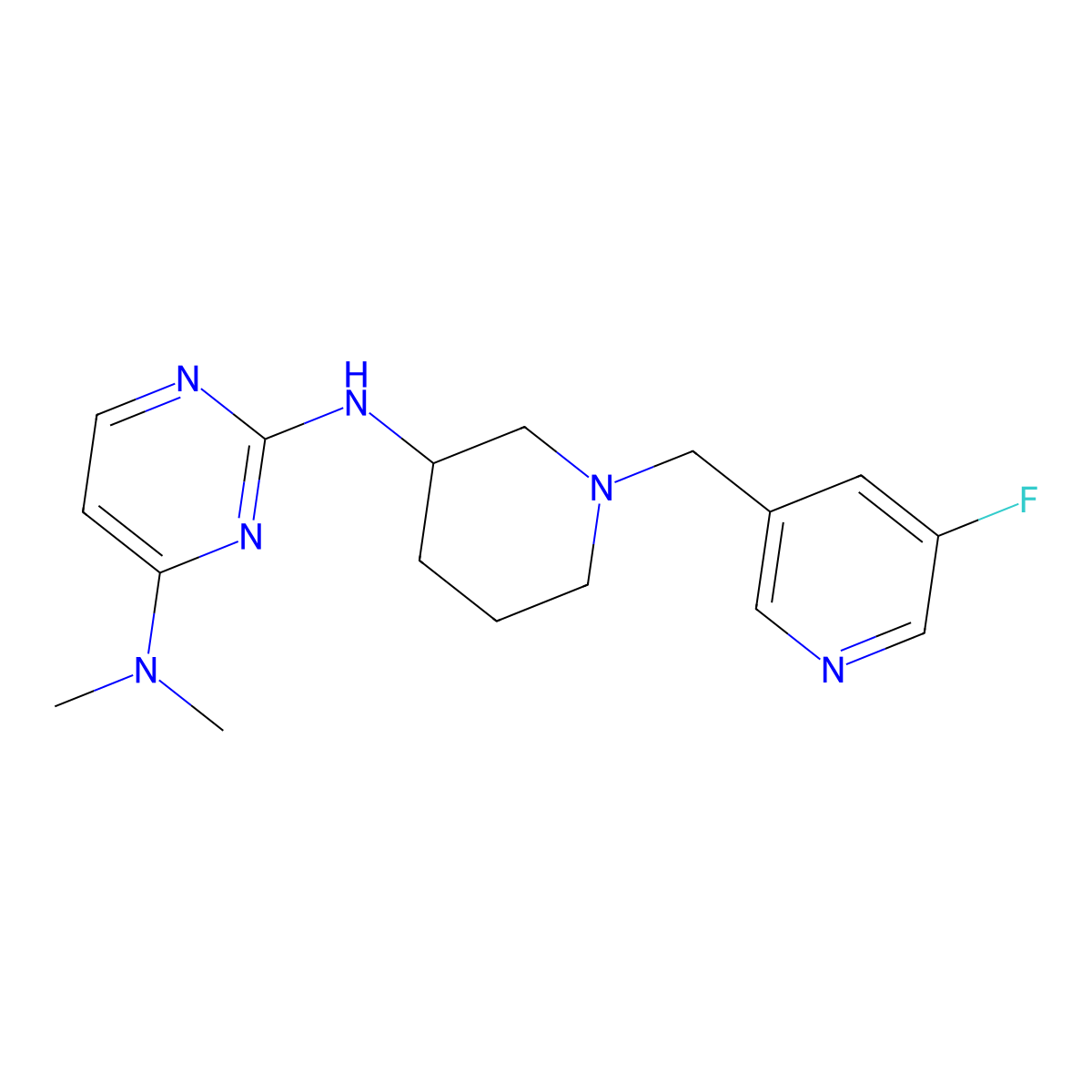 N2-{1-[(5-fluoropyridin-3-yl)methyl]piperidin-3-yl}-N4,N4-dimethylpyrimidine-2,4-diamine molecular structure, CAS 3054632-10-6
