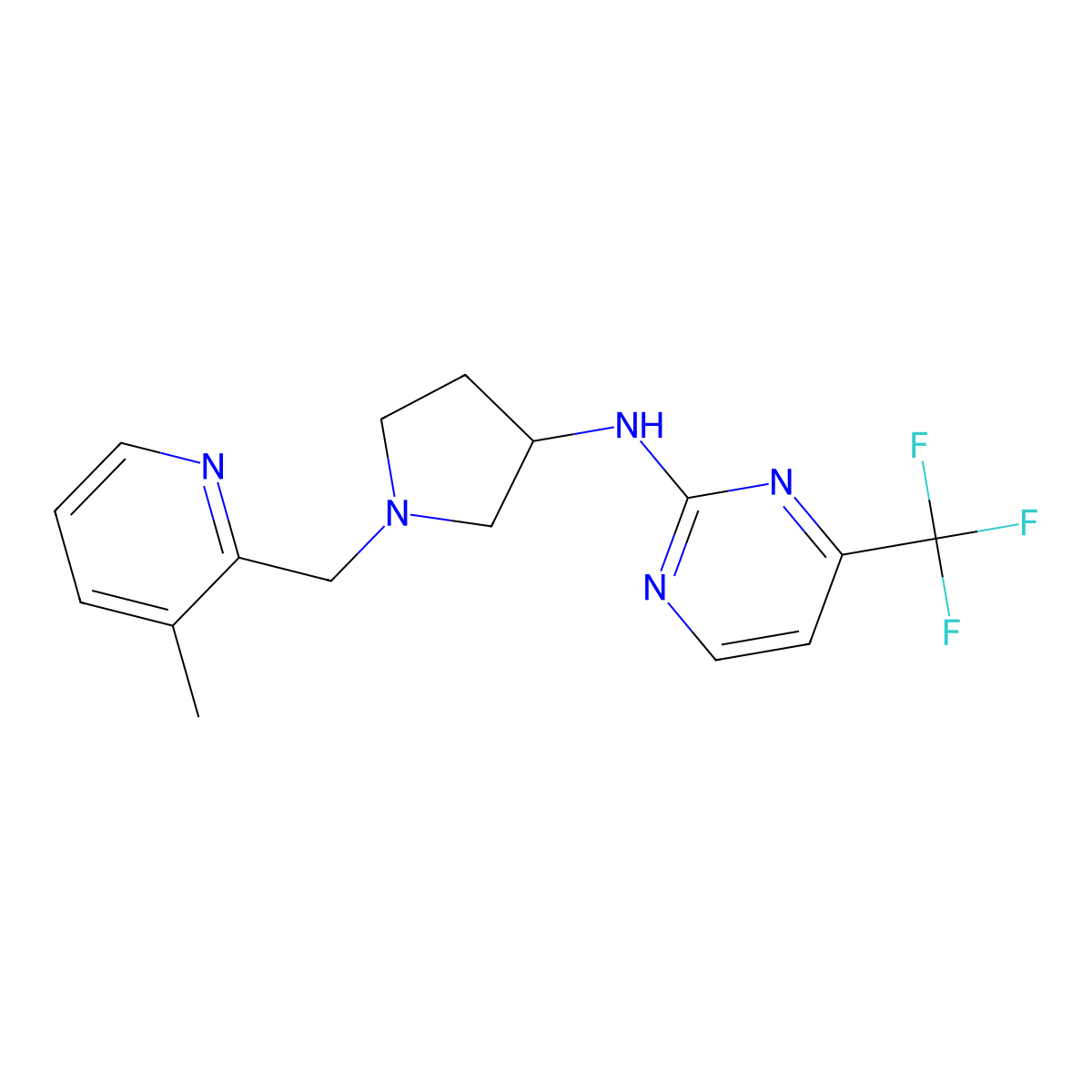 N-{1-[(3-methylpyridin-2-yl)methyl]pyrrolidin-3-yl}-4-(trifluoromethyl)pyrimidin-2-amine molecular structure, CAS 3054632-11-7