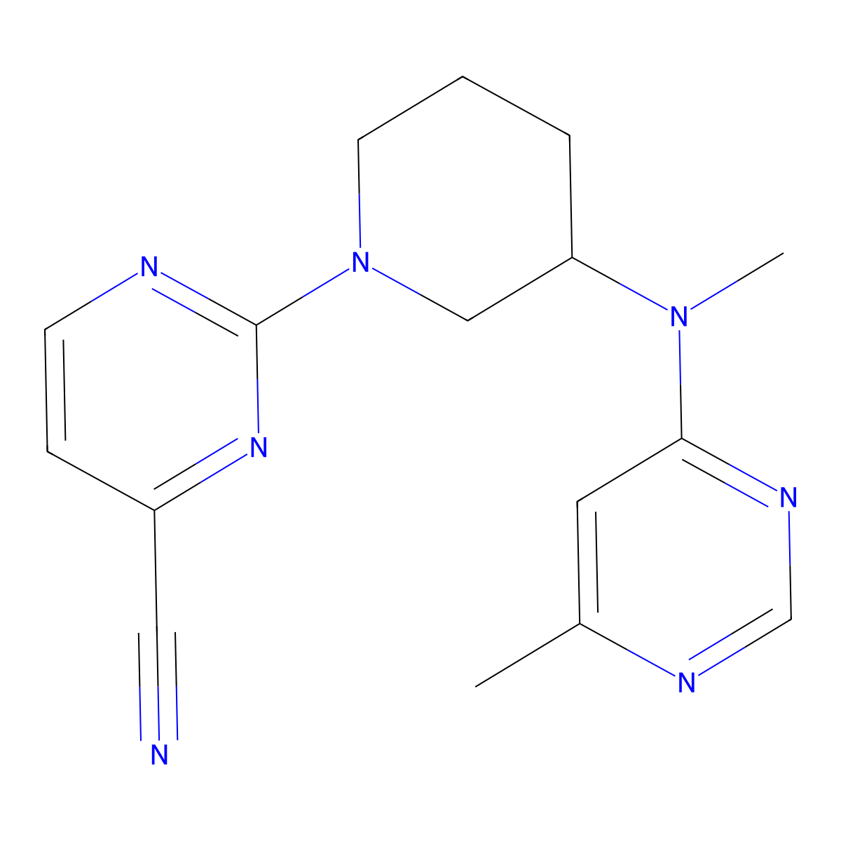 2-{3-[Methyl(6-methylpyrimidin-4-yl)amino]piperidin-1-yl}pyrimidine-4-carbonitrile molecular structure, CAS 3054632-15-1