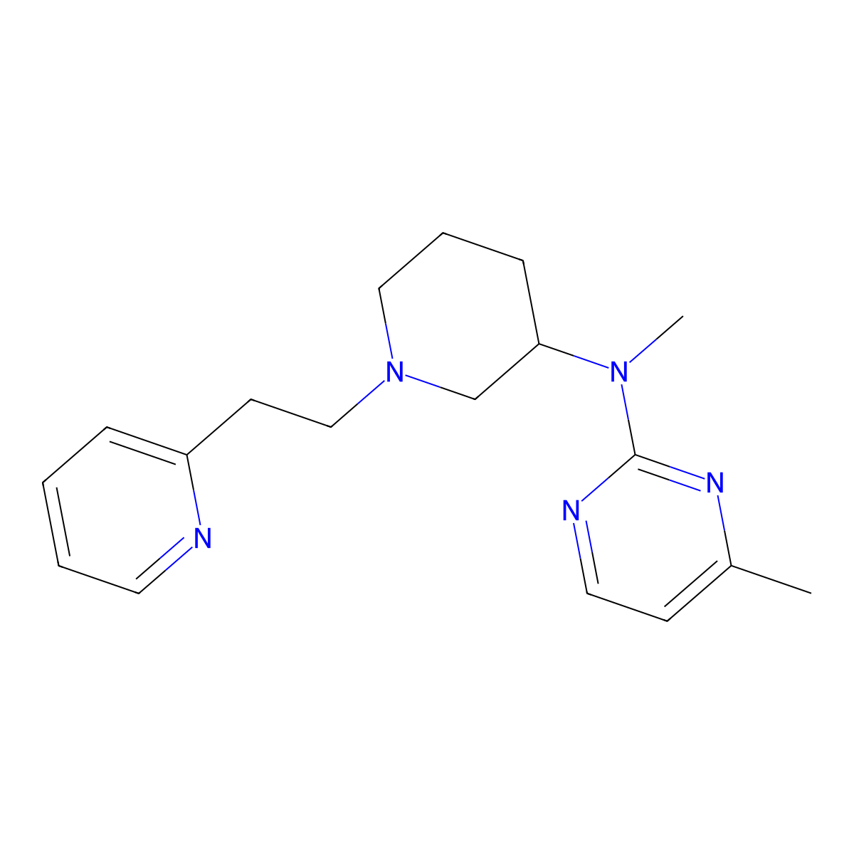 N,4-dimethyl-N-{1-[2-(pyridin-2-yl)ethyl]piperidin-3-yl}pyrimidin-2-amine molecular structure, CAS 3054632-16-2