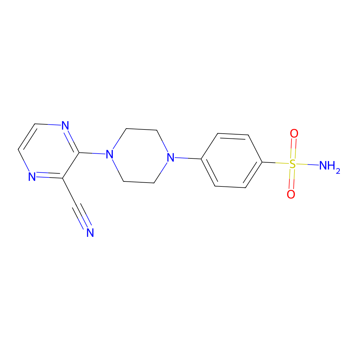 4-[4-(3-Cyanopyrazin-2-yl)piperazin-1-yl]benzene-1-sulfonamide molecular structure, CAS 3054632-18-4