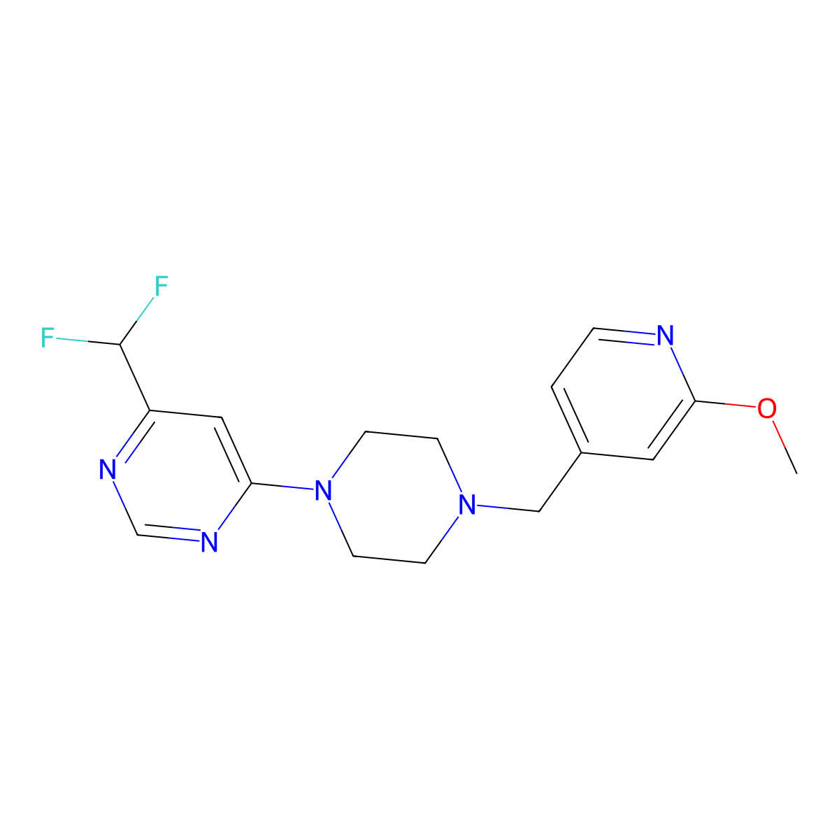 4-(Difluoromethyl)-6-{4-[(2-methoxypyridin-4-yl)methyl]piperazin-1-yl}pyrimidine molecular structure, CAS 3054632-19-5