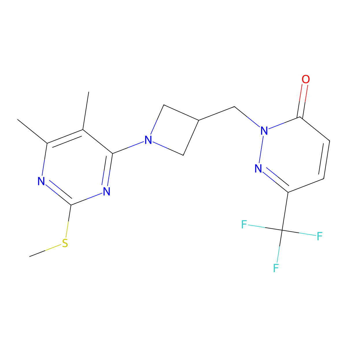2-({1-[5,6-Dimethyl-2-(methylsulfanyl)pyrimidin-4-yl]azetidin-3-yl}methyl)-6-(trifluoromethyl)-2,3-dihydropyridazin-3-one molecular structure, CAS 3054632-22-0