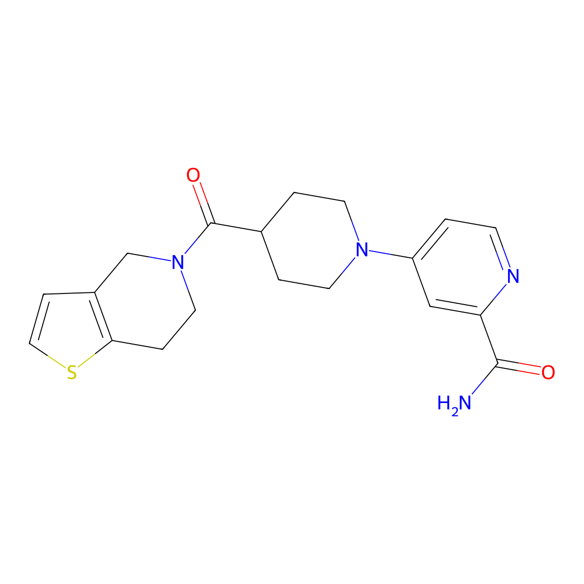4-(4-{4H,5H,6H,7H-thieno[3,2-c]pyridine-5-carbonyl}piperidin-1-yl)pyridine-2-carboxamide molecular structure, CAS 3054632-23-1