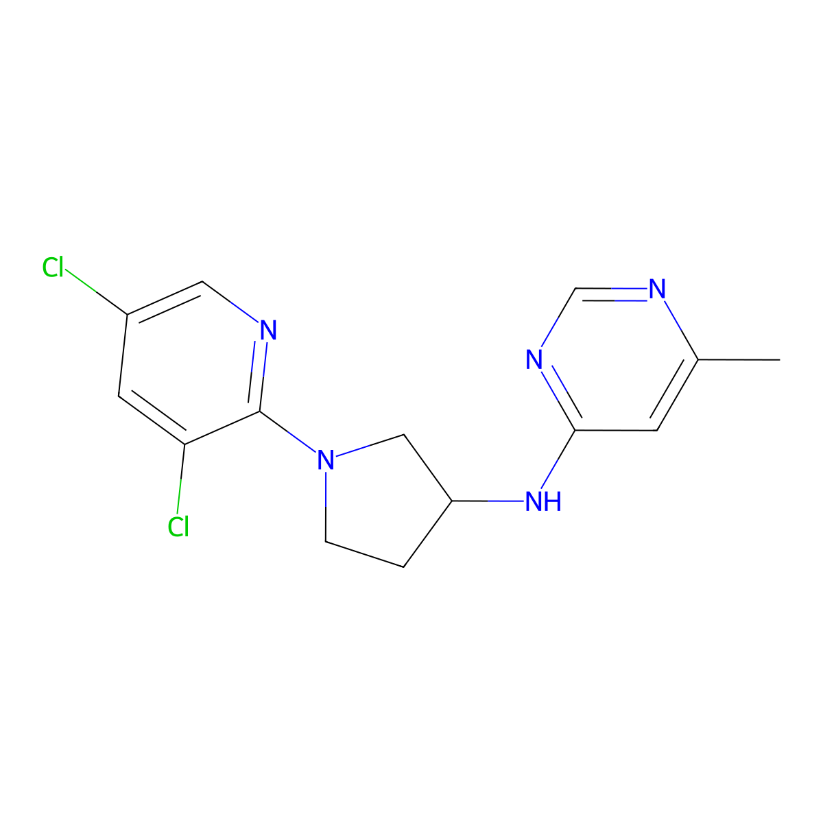 N-[1-(3,5-dichloropyridin-2-yl)pyrrolidin-3-yl]-6-methylpyrimidin-4-amine molecular structure, CAS 3054632-29-7