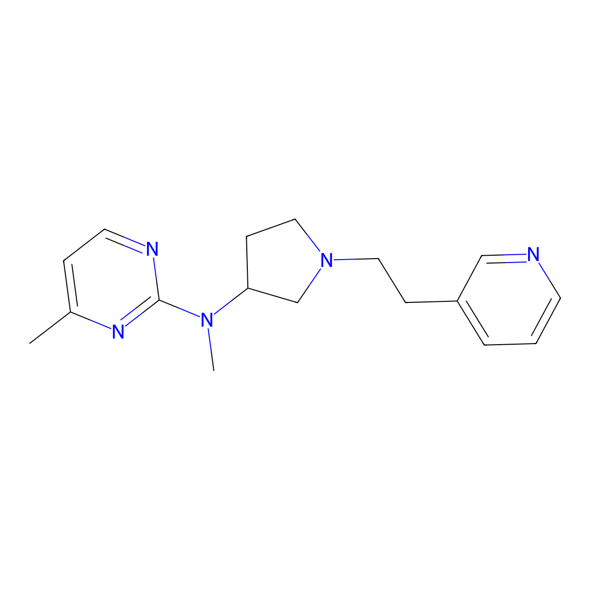 N,4-dimethyl-N-{1-[2-(pyridin-3-yl)ethyl]pyrrolidin-3-yl}pyrimidin-2-amine molecular structure, CAS 3054632-32-2