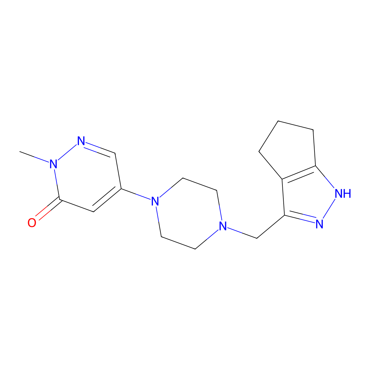 5-[4-({1H,4H,5H,6H-cyclopenta[c]pyrazol-3-yl}methyl)piperazin-1-yl]-2-methyl-2,3-dihydropyridazin-3-one molecular structure, CAS 3054632-34-4