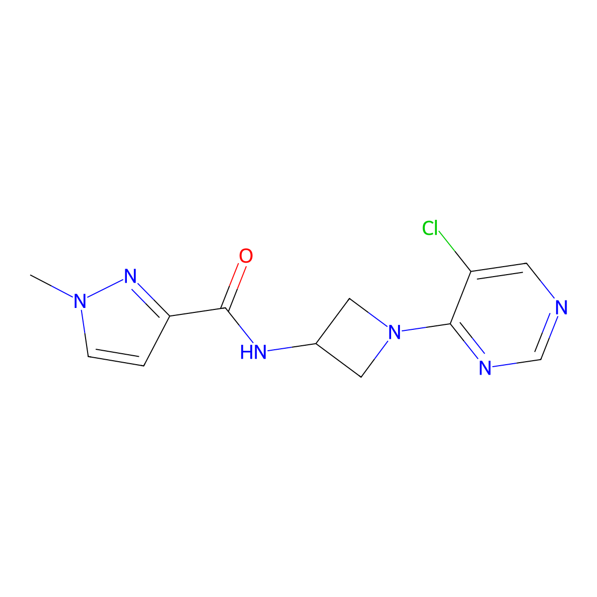 N-[1-(5-chloropyrimidin-4-yl)azetidin-3-yl]-1-methyl-1H-pyrazole-3-carboxamide molecular structure, CAS 3054632-35-5
