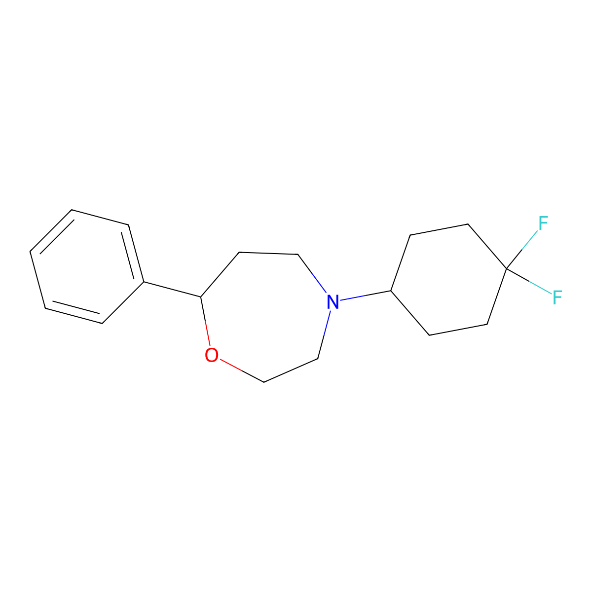 4-(4,4-Difluorocyclohexyl)-7-phenyl-1,4-oxazepane molecular structure, CAS 3054632-36-6