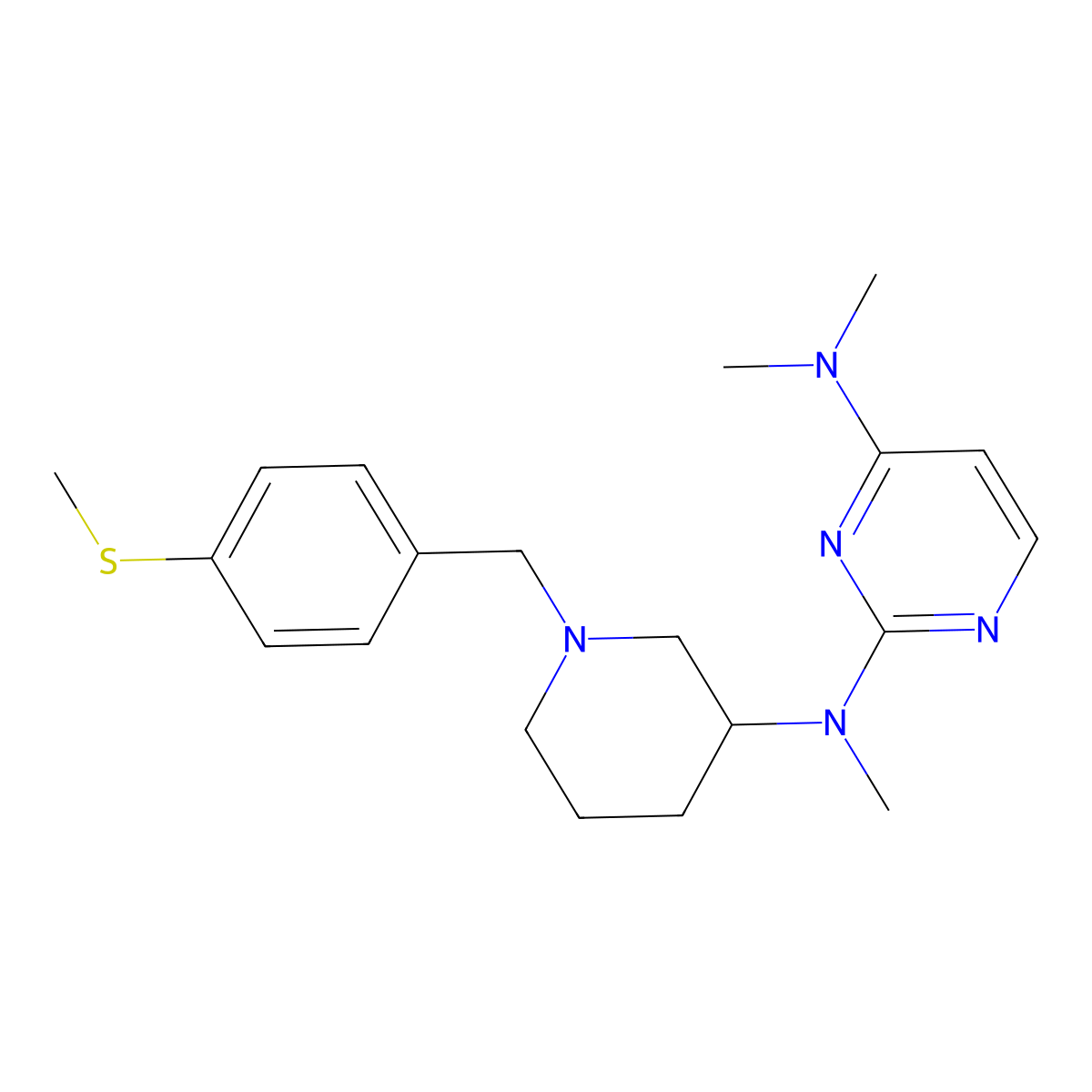 N2,N4,N4-trimethyl-N2-(1-{[4-(methylsulfanyl)phenyl]methyl}piperidin-3-yl)pyrimidine-2,4-diamine molecular structure, CAS 3054632-37-7
