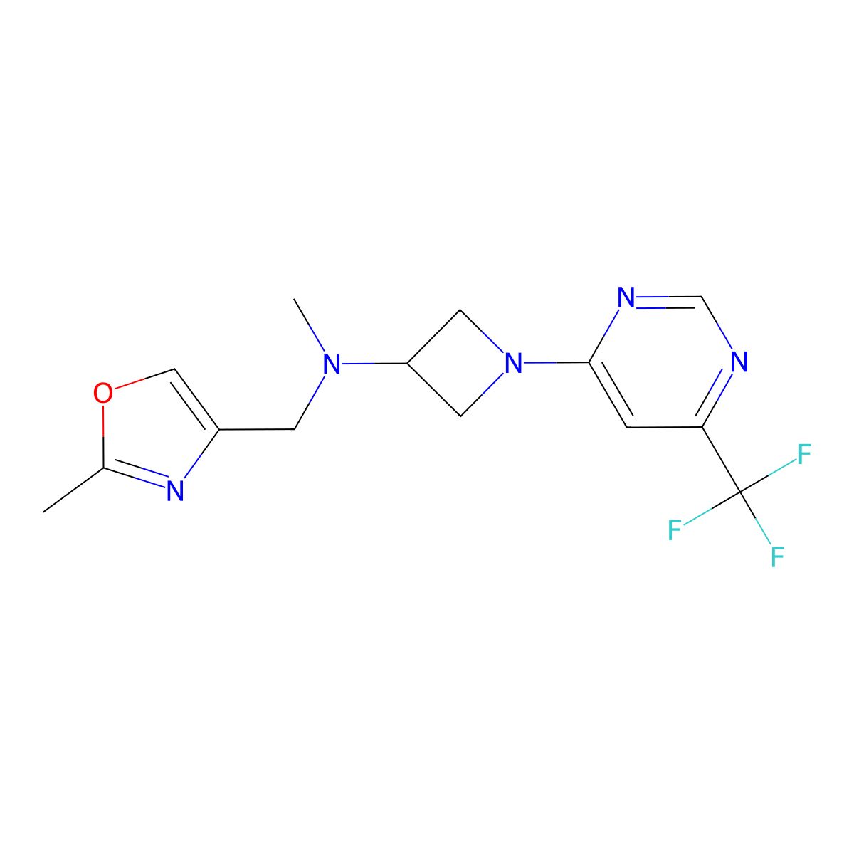N-methyl-N-[(2-methyl-1,3-oxazol-4-yl)methyl]-1-[6-(trifluoromethyl)pyrimidin-4-yl]azetidin-3-amine molecular structure, CAS 3054632-41-3