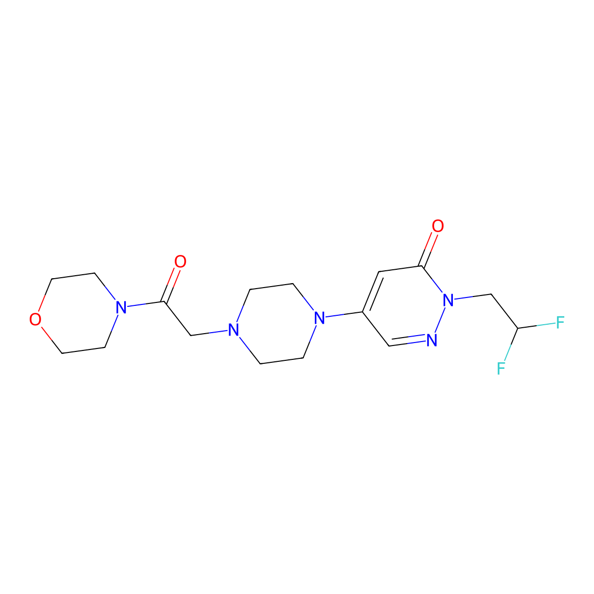 2-(2,2-Difluoroethyl)-5-{4-[2-(morpholin-4-yl)-2-oxoethyl]piperazin-1-yl}-2,3-dihydropyridazin-3-one molecular structure, CAS 3054632-42-4
