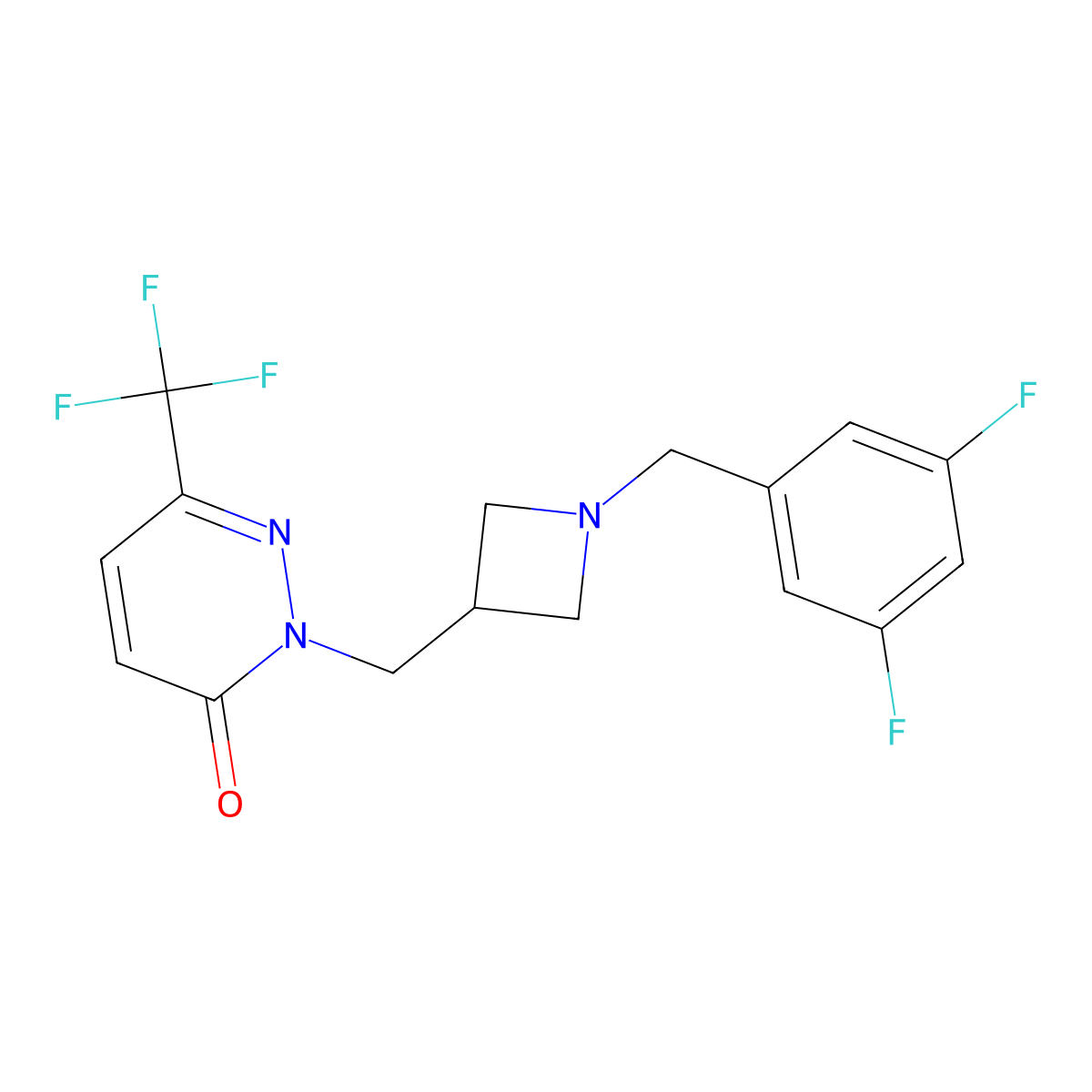 2-({1-[(3,5-Difluorophenyl)methyl]azetidin-3-yl}methyl)-6-(trifluoromethyl)-2,3-dihydropyridazin-3-one molecular structure, CAS 3054632-45-7
