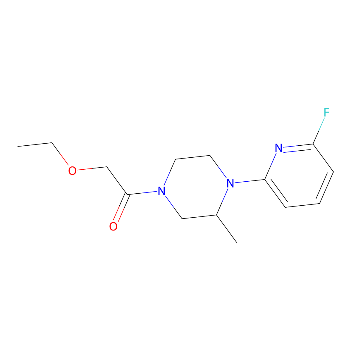 2-Ethoxy-1-[4-(6-fluoropyridin-2-yl)-3-methylpiperazin-1-yl]ethanone molecular structure, CAS 3054632-47-9