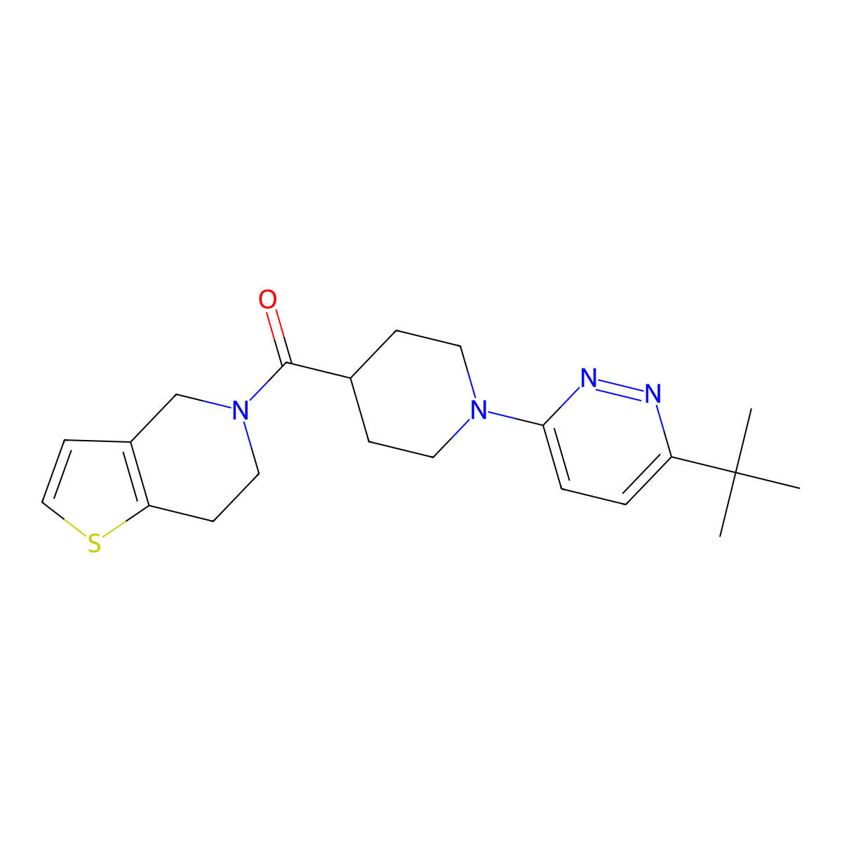 3-tert-butyl-6-(4-{4H,5H,6H,7H-thieno[3,2-c]pyridine-5-carbonyl}piperidin-1-yl)pyridazine molecular structure, CAS 3054632-54-8