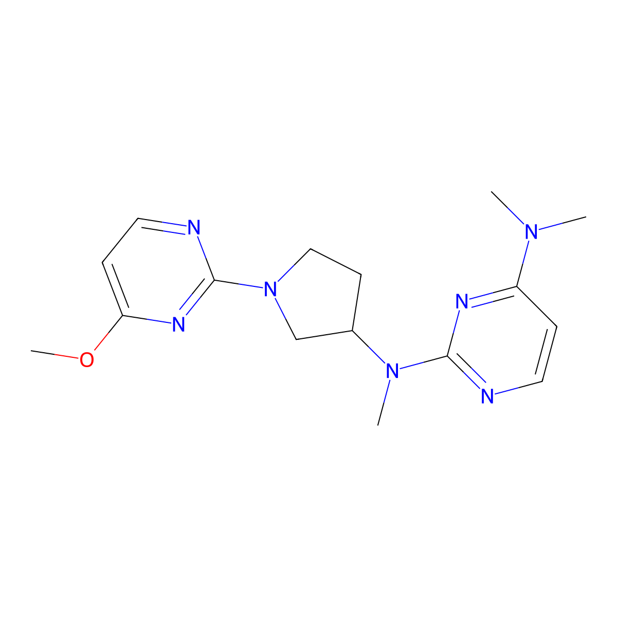 N2-[1-(4-methoxypyrimidin-2-yl)pyrrolidin-3-yl]-N2,N4,N4-trimethylpyrimidine-2,4-diamine molecular structure, CAS 3054632-56-0