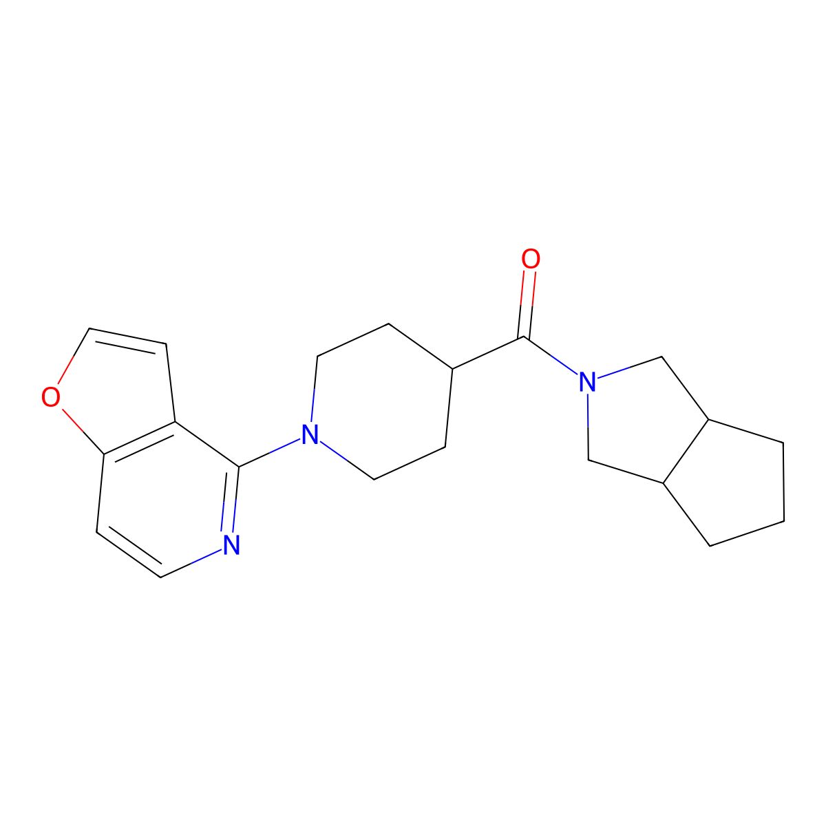 1-{Furo[3,2-c]pyridin-4-yl}-4-{octahydrocyclopenta[c]pyrrole-2-carbonyl}piperidine molecular structure, CAS 3054632-65-1