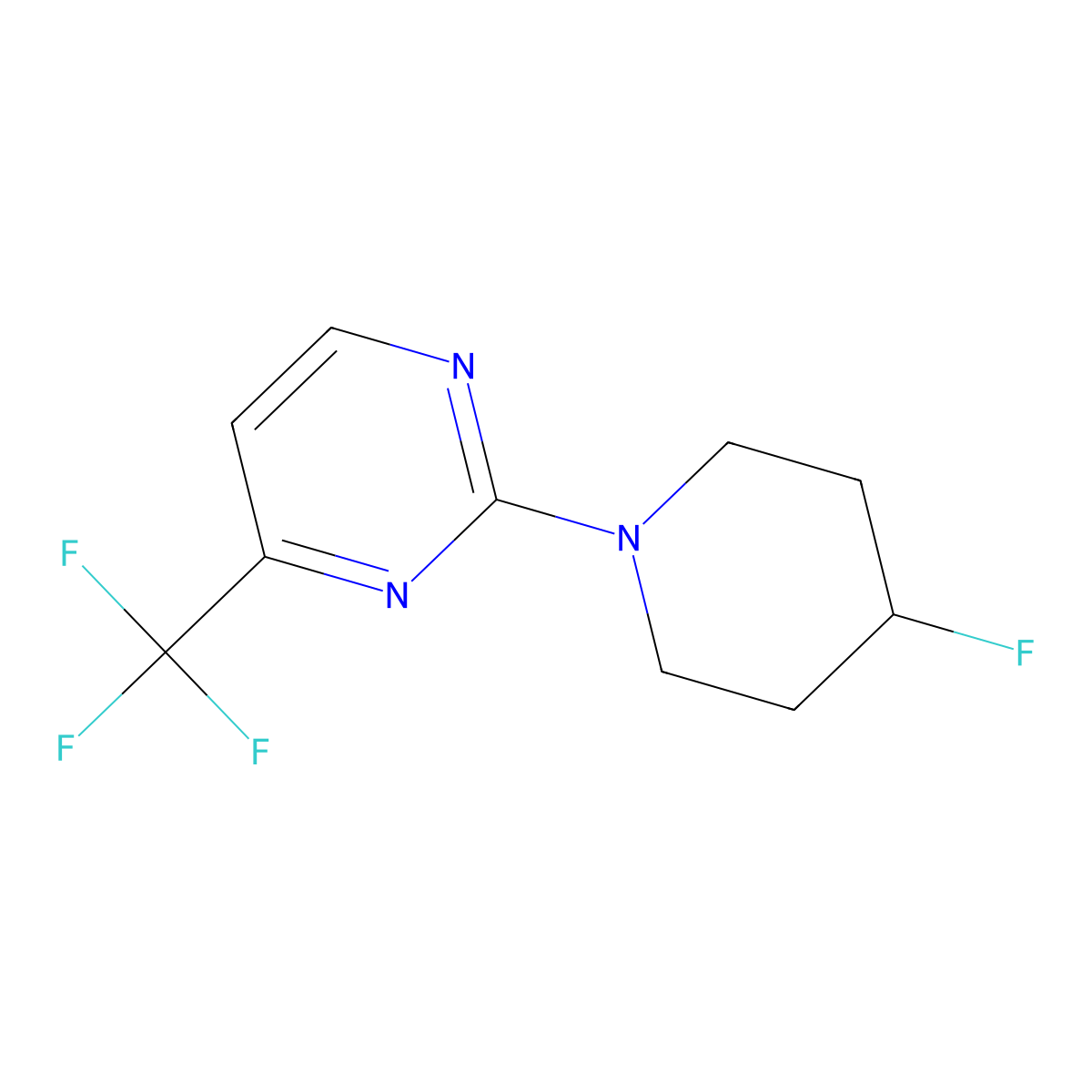 2-(4-Fluoropiperidin-1-yl)-4-(trifluoromethyl)pyrimidine molecular structure, CAS 3054632-66-2