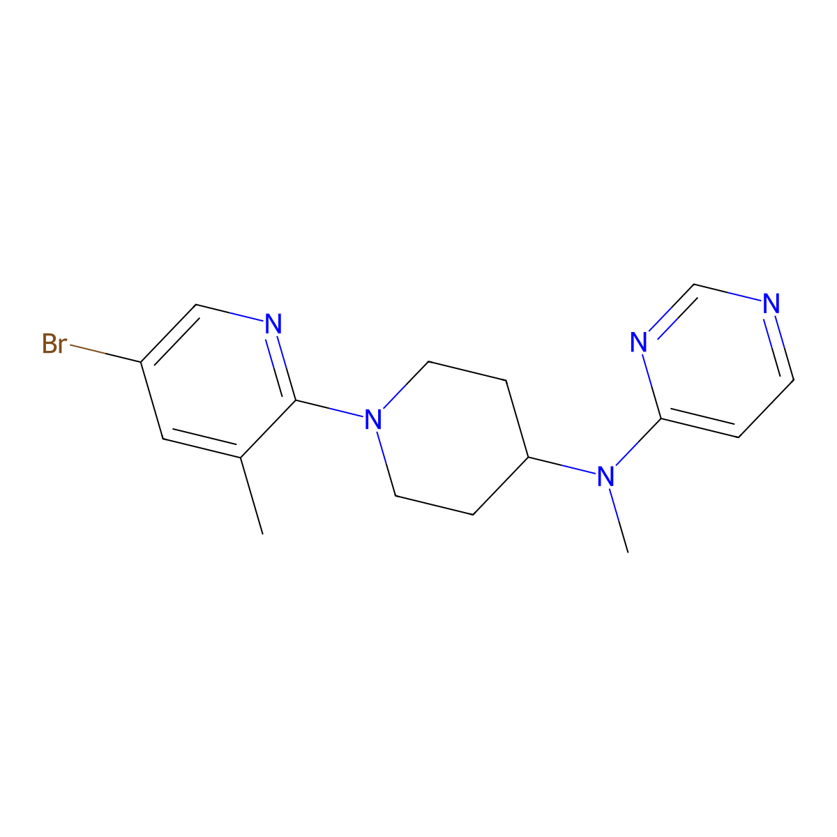 N-[1-(5-bromo-3-methylpyridin-2-yl)piperidin-4-yl]-N-methylpyrimidin-4-amine molecular structure, CAS 3054632-67-3