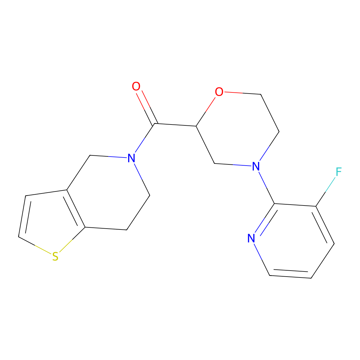 4-(3-fluoropyridin-2-yl)-2-{4H,5H,6H,7H-thieno[3,2-c]pyridine-5-carbonyl}morpholine molecular structure, CAS 3054632-74-2