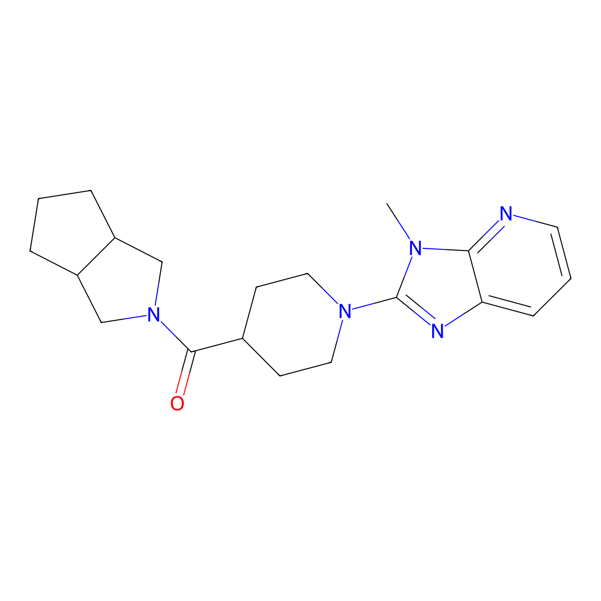 1-{3-methyl-3H-imidazo[4,5-b]pyridin-2-yl}-4-{octahydrocyclopenta[c]pyrrole-2-carbonyl}piperidine molecular structure, CAS 3054632-78-6