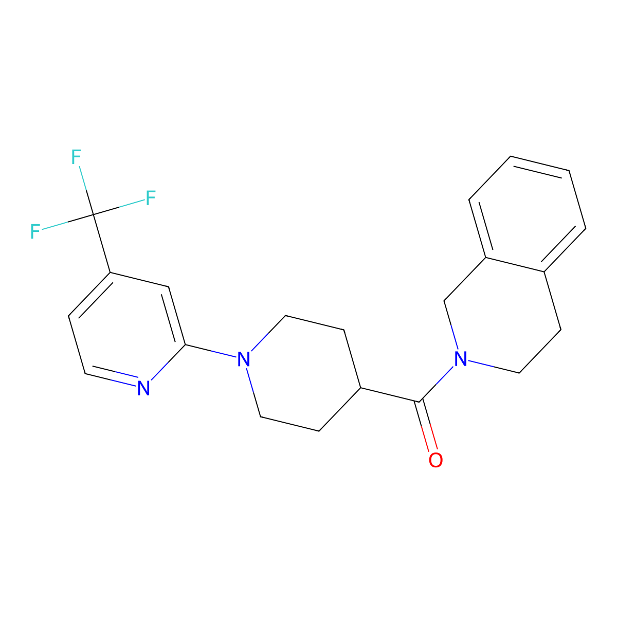 2-{1-[4-(Trifluoromethyl)pyridin-2-yl]piperidine-4-carbonyl}-1,2,3,4-tetrahydroisoquinoline molecular structure, CAS 3054632-79-7
