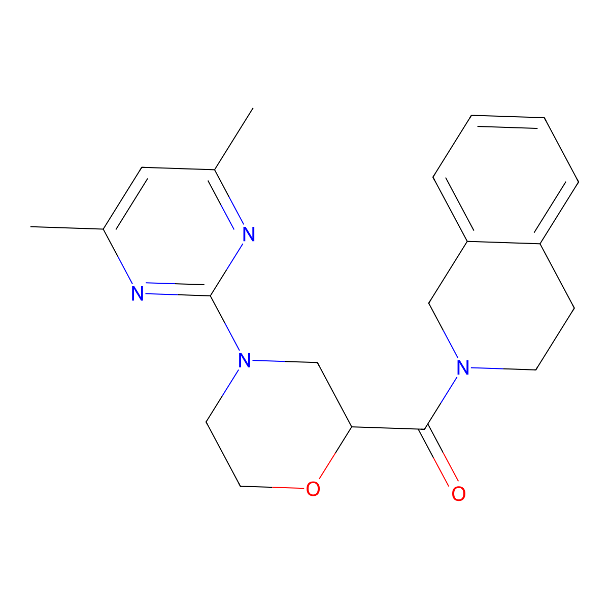 2-[4-(4,6-Dimethylpyrimidin-2-yl)morpholine-2-carbonyl]-1,2,3,4-tetrahydroisoquinoline molecular structure, CAS 3054632-82-2