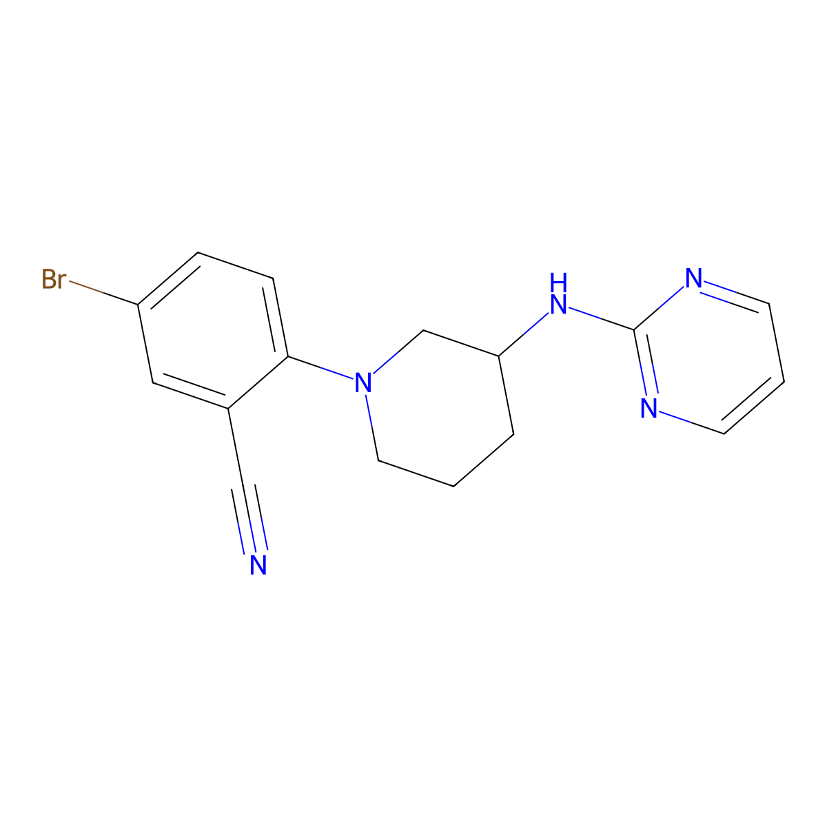 5-Bromo-2-{3-[(pyrimidin-2-yl)amino]piperidin-1-yl}benzonitrile molecular structure, CAS 3054632-83-3