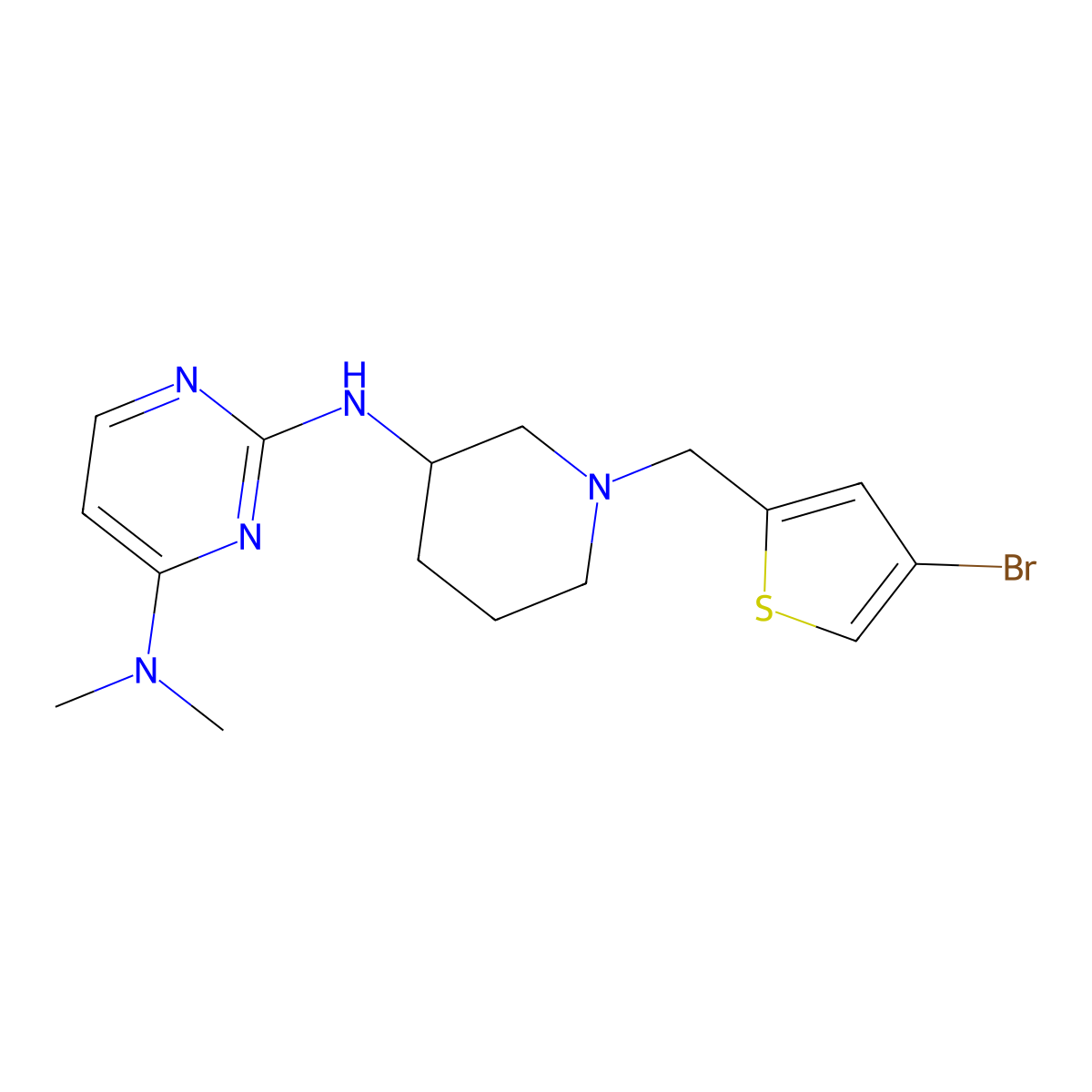 N2-{1-[(4-bromothiophen-2-yl)methyl]piperidin-3-yl}-N4,N4-dimethylpyrimidine-2,4-diamine molecular structure, CAS 3054632-90-2